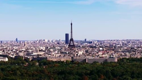 Aerial Panoramic View of Metropolis Buildings and Tourist Sights in Large City Eiffel Tower High