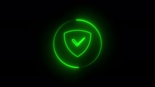 Glowing Neon Security Shield and Checkmark Animation