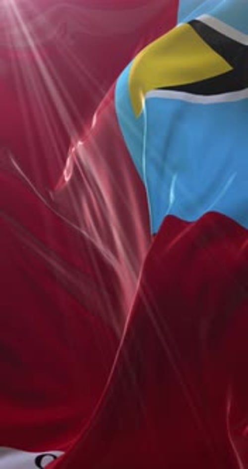 Vertical Waving Fabric Flag with Light Rays