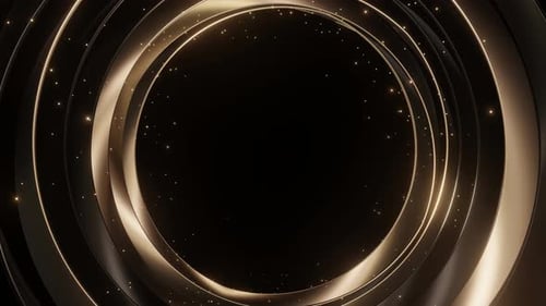 Circle geometric Gold black with particles background.
