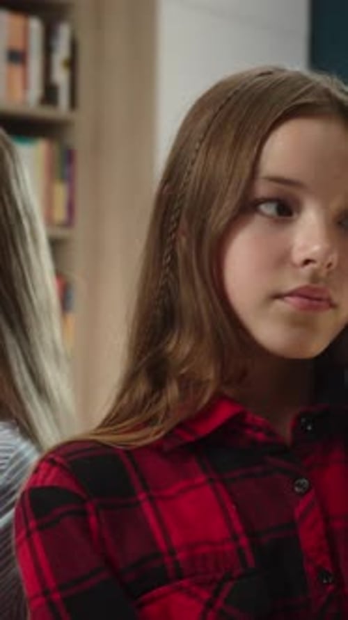 Upset Caucasian Two Teenage Schoolgirls Sitting Separately After Quarrel Ignoring Each Other Lesson