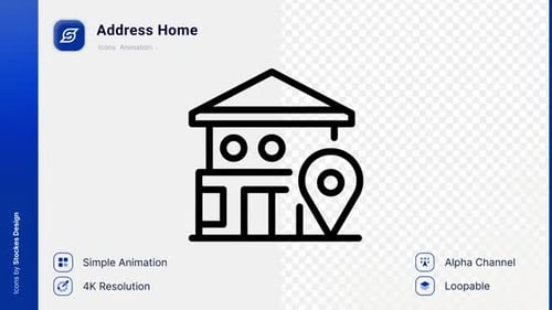 Animated Home Address Location Pin Line Icon