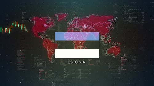 Estonia Stock Market Chart Background With Flag