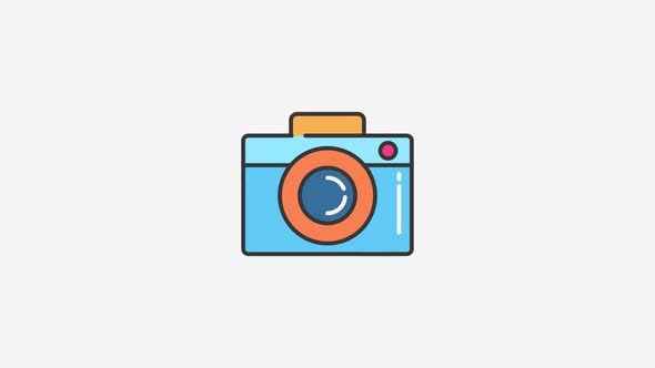 Animated Camera Icon in Flat Design Style, Backgrounds Motion Graphics ...