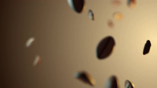 Coffee Beans Falling in Slow Motion Close-up