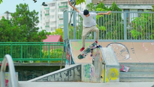 Skateboarder Doing Tricks at the Skate Park