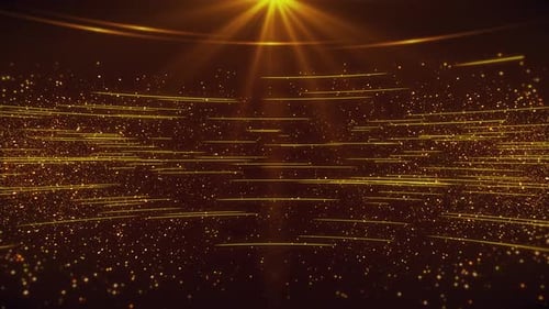 Elegant Golden Particles and Light Rays Motion Background
