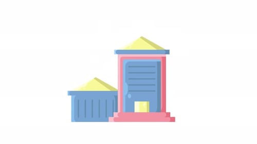 flat office building animated icon motion graphic
