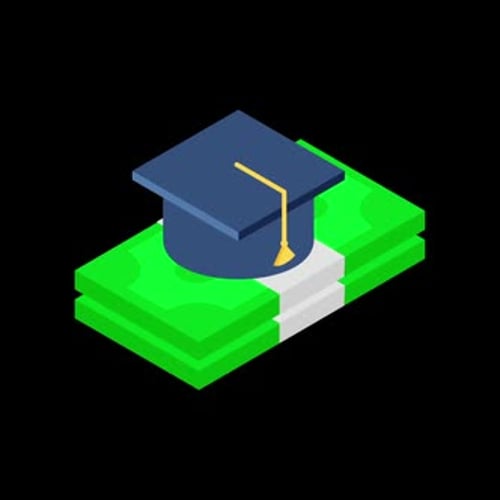 Isometric Graduation Cap on Money Stack