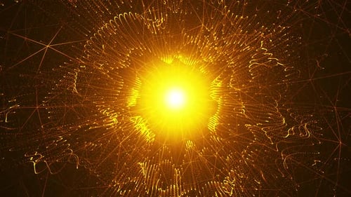 HD 3D animation. Abstract digital particles wave, Digital data network connections technology