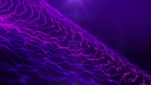 Abstract Glowing Purple Neon Wavy Lines Energy Background