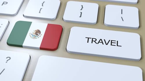 Pressing Travel Key with Mexican Flag on Keyboard
