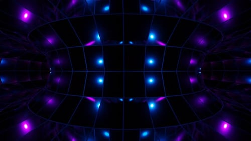 Torus-Tunnel mit blauen und violetten Reflexionen Nahtlose 3D-Animation