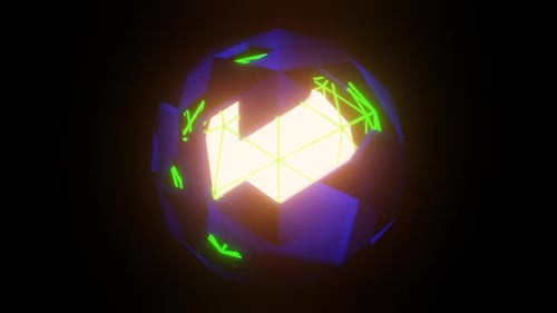 Blue and Lime Green and Ligt Orange Audio Reactive Visual Sphera Background Loop Animation in 1080HD