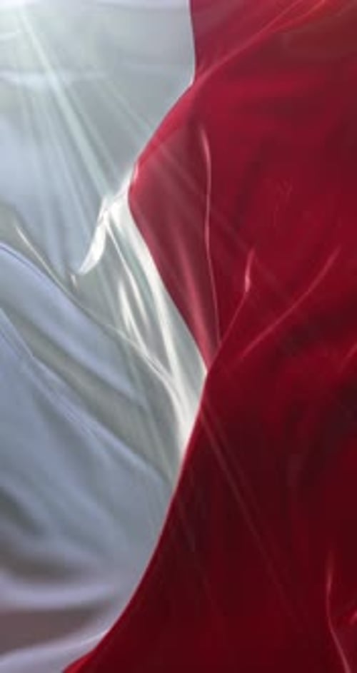 Waving Red and White Fluid Fabric Motion Background