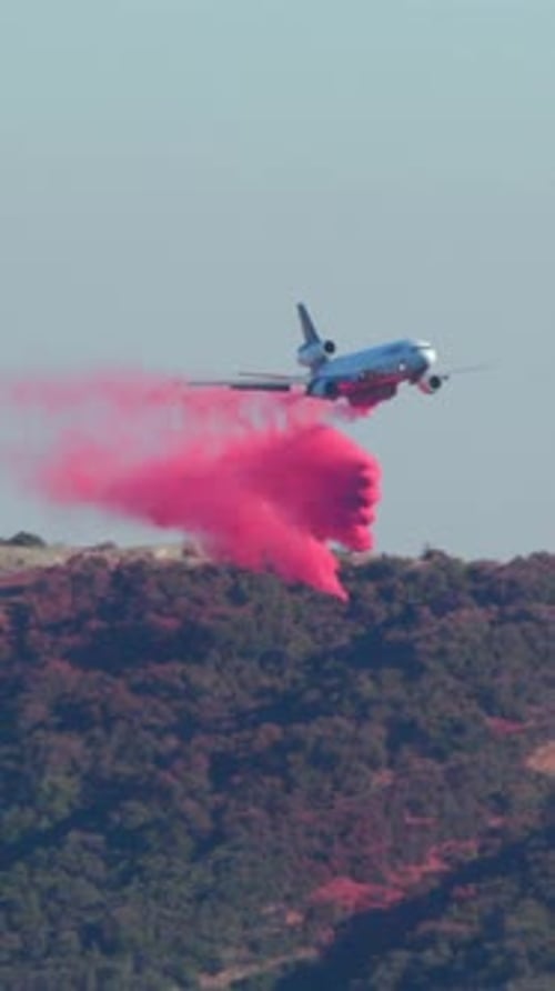 Firefighting Aircraft Conducting Operations Over the Los Angeles Palisades Region