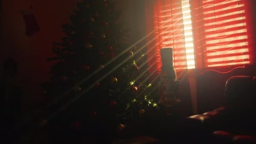 Christmas Tree with Nutcracker in Sunlight
