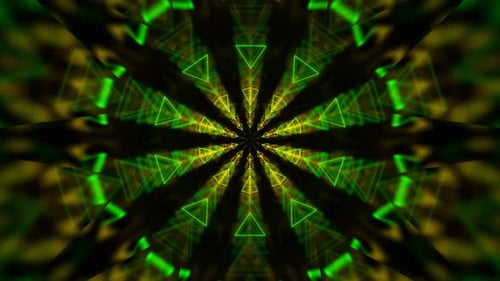Yellow And Green Kaleidoscope Neon Abstract Background VJ Loop l 4K