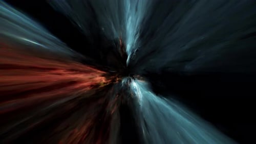 Nahtlose Loop-Animation des Fliegens durch den glühenden Weltraum, Warp-Antriebseffekt mit leuchtendem Blau