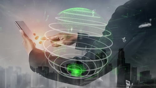 Futuristic concept of digital technology and environmental sustainability with global network connec