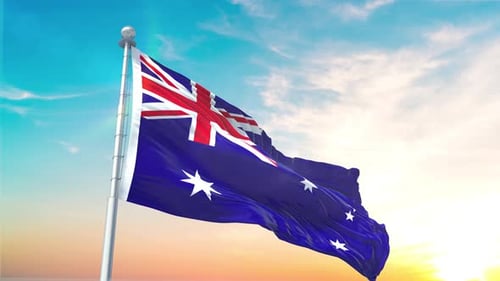 Australian Flag Waving in Realistic 3D Animation
