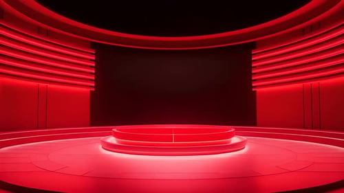 Red Virtual Studio Broadcast Stage Loop