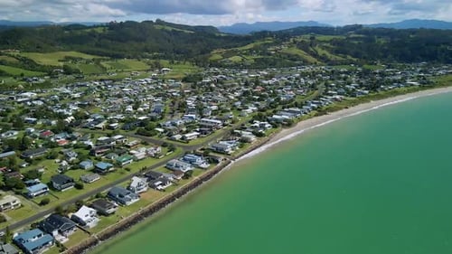 Flying into Coromandel New Zealand at high tide