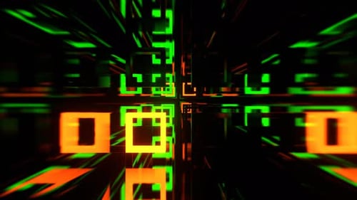 Tunnel abstrait stroboscopique multicolore de fond de carrés au néon Vj Loop I 4K