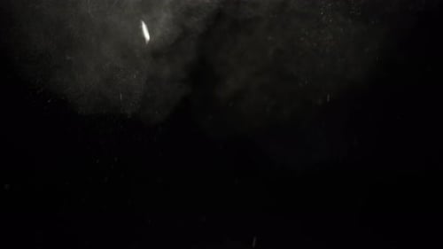 Dust and Debris Flies on a Black Background