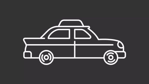 Animated taxi car white icon
