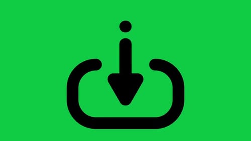 Flat Design Download Icon Animation on Green Screen