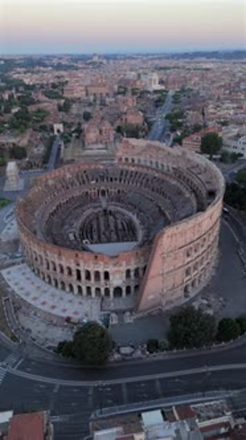 Aerial View of the Colosseum in Rome, Italy