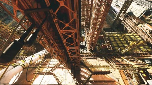 Drone Captures Dynamic Perspective of Structure with Warm Tones and Shadows