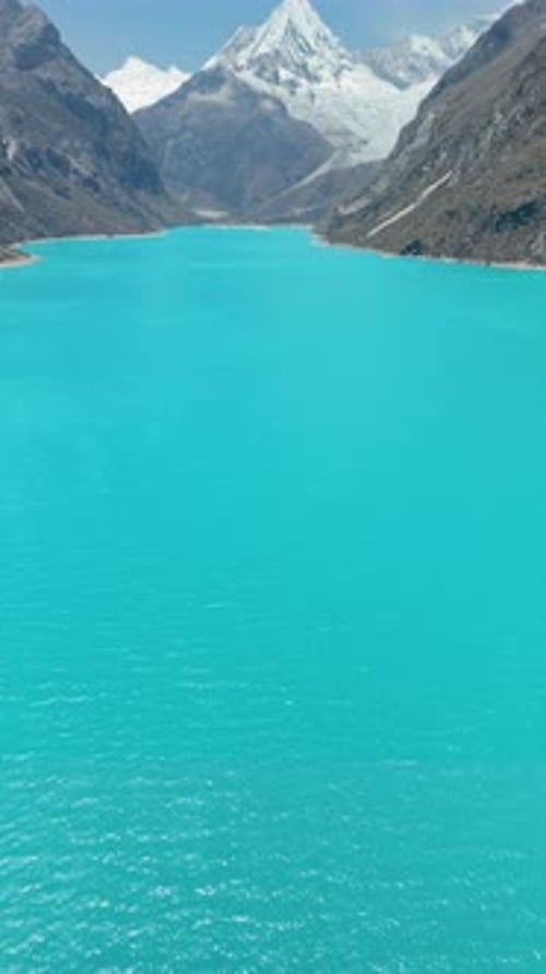 Aerial of Laguna Parón, Tilt Reveal