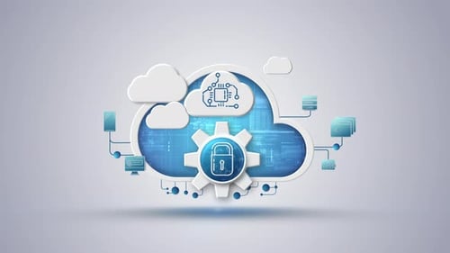 Animated Cloud Technology Network Security with Data Flow