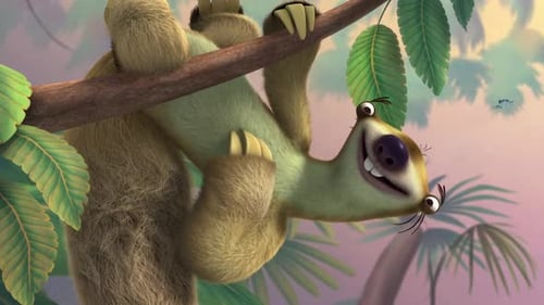 Cute Smiling Sloth Hanging on Tree Branch - Wildlife - Jungle 3D Cartoon Animals - Ice age