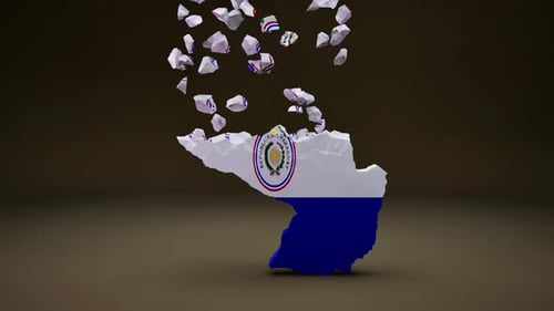 Dynamic 3D Paraguay Map Assembly with Flag Pieces