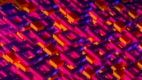 Abstract Glowing Geometric Cubes and Frames Animation