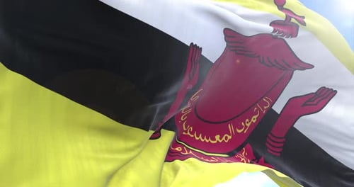 Realistic Brunei Darussalam National Flag Waving Animation