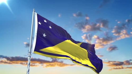 Animated Waving Flag Under Sunny Sky