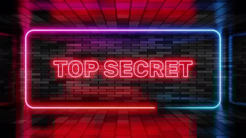 Animated Neon Top Secret Sign with Dynamic Glowing Frame