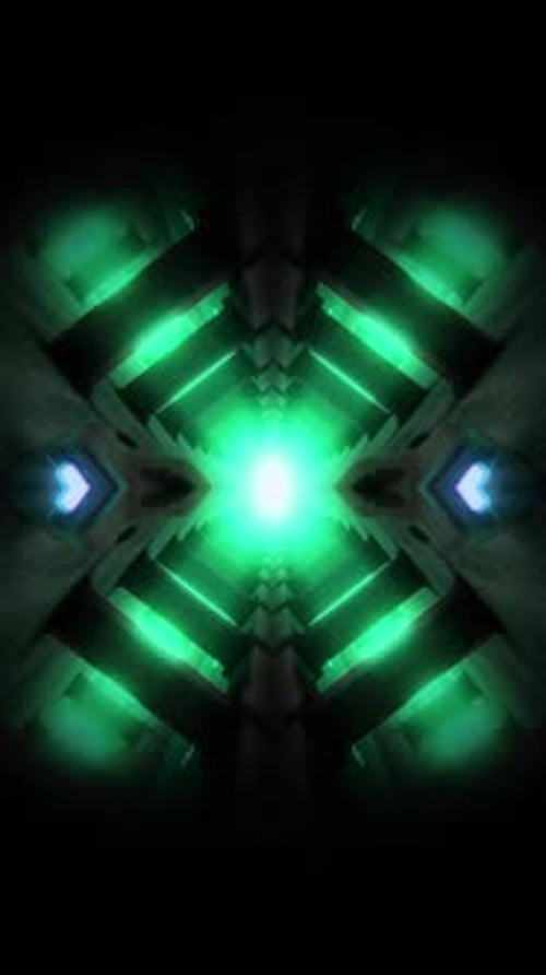 Glowing Green Futuristic Vertical Sci Fi Tunnel