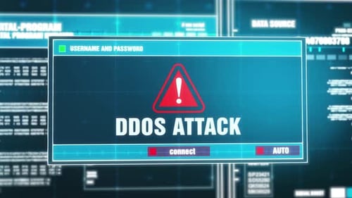 Warnung vor DDoS-Angriffen bei digitaler Sicherheitswarnung auf dem Bildschirm