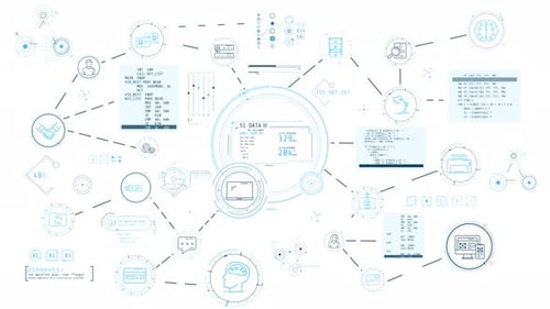 Futuristic Digital Network Connection HUD Elements
