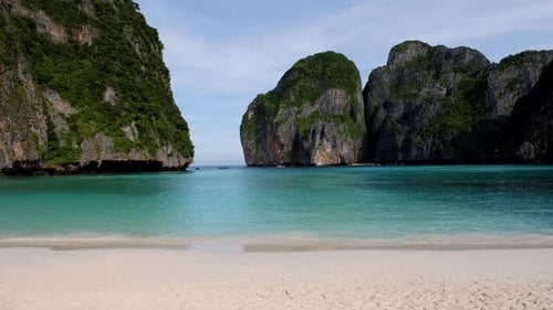 Maya Bay Beach Koh Phi Phi Thailand on an Early Morning with No Tourists on the Beach