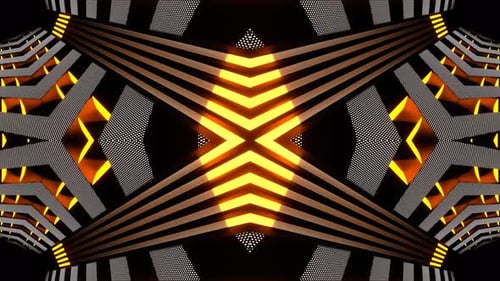 White And Orange Neon Endless Arrow Kaleidoscope Background Vj Loop In 4K