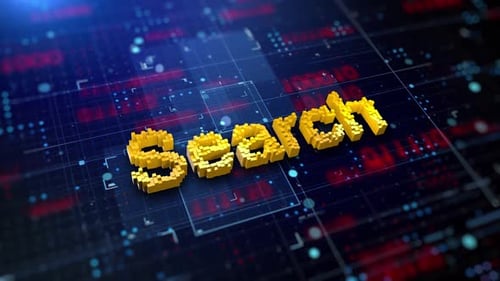 Futuristic Search Text on Animated Digital Data Grid