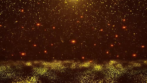 Luxurious golden stardust particles shimmered down in a brilliant halo of light.