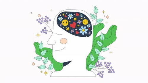 Animated Flat Design Illustration of Positive Mental Health Thoughts