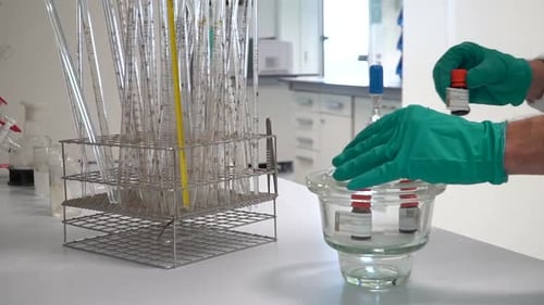 Vials and Laboratory Equipment in Clean, Bright Lab